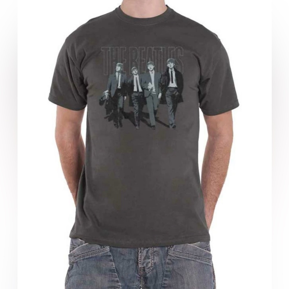 NWT The Beatles 'Walking in London' Distressed Band Logo Official T-Shirt